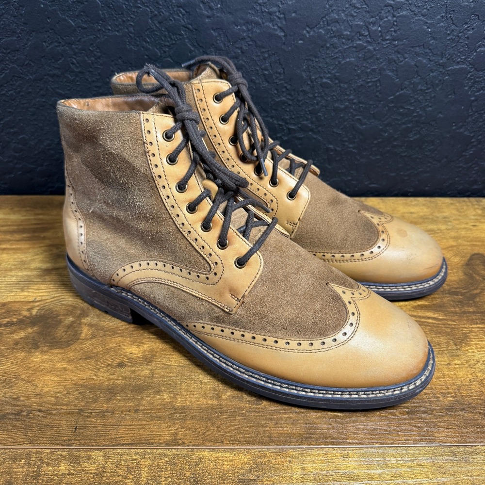 Mark Nason‎ Wingtip SN225089 Tan Leather Suede Brogue Boots Mens 9.5